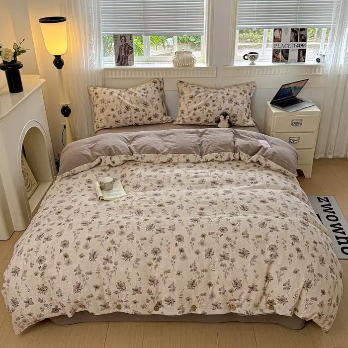 Parure de lit florale en lin