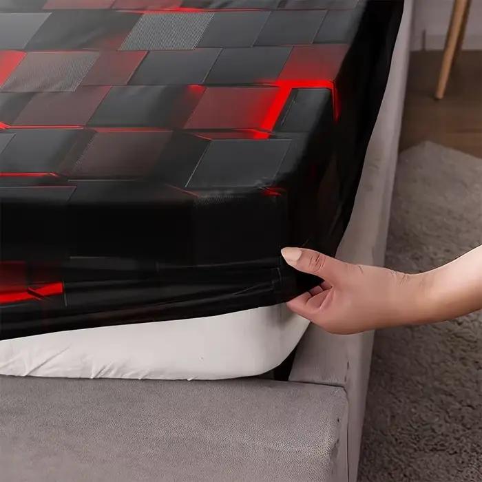 Ensemble de draps ajustés à carreaux rouges inspirés de la technologie de la mode