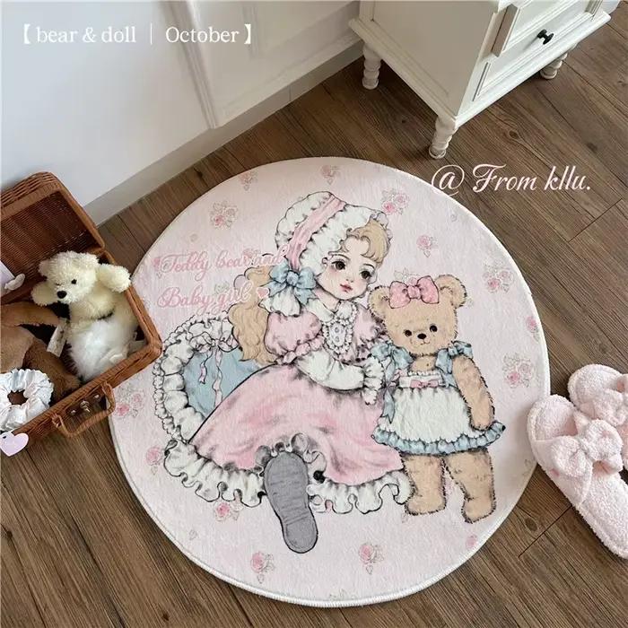Tapis doux en cachemire de dessin animé pour fille