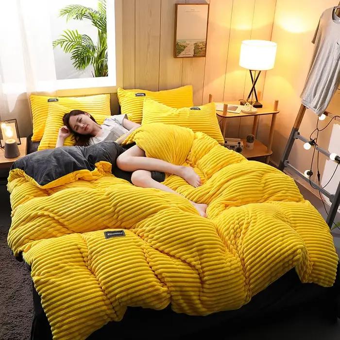 WASART doux chaud en peluche housse de couette hiver 220x240 velours polaire couple