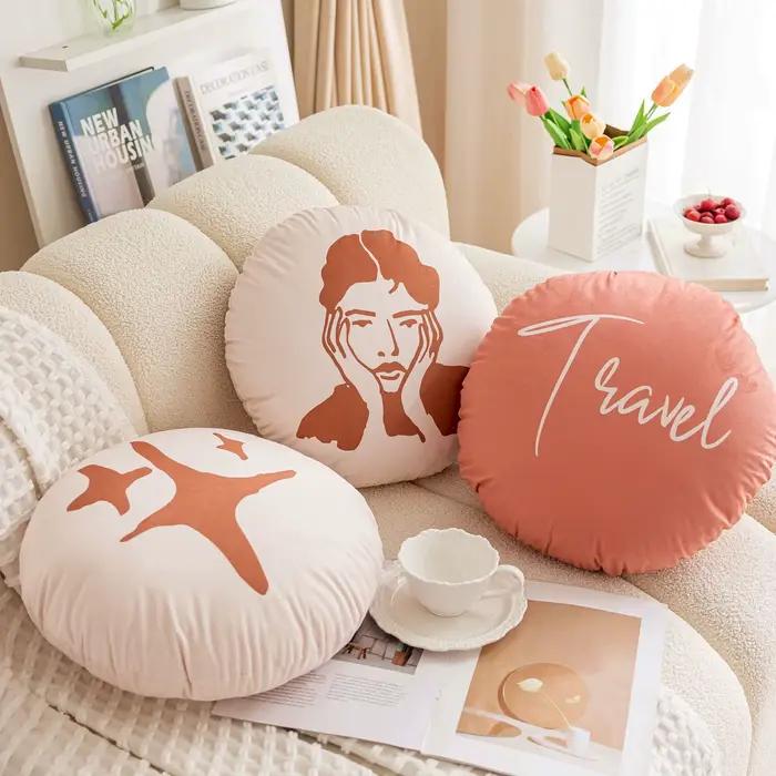 Housse de coussin ronde en velours hollandais