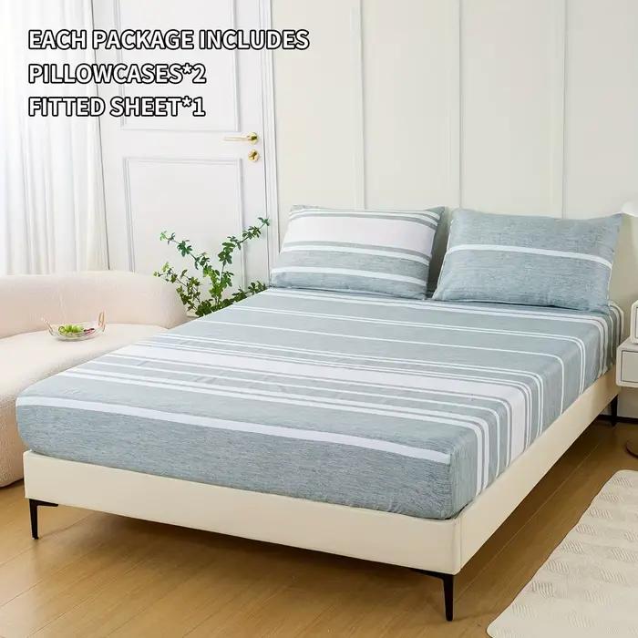 Ensemble de draps rayés 3 pièces – Luxueux