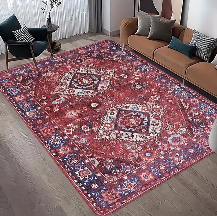 Tapis de sol persan rouge chaud d'hiver
