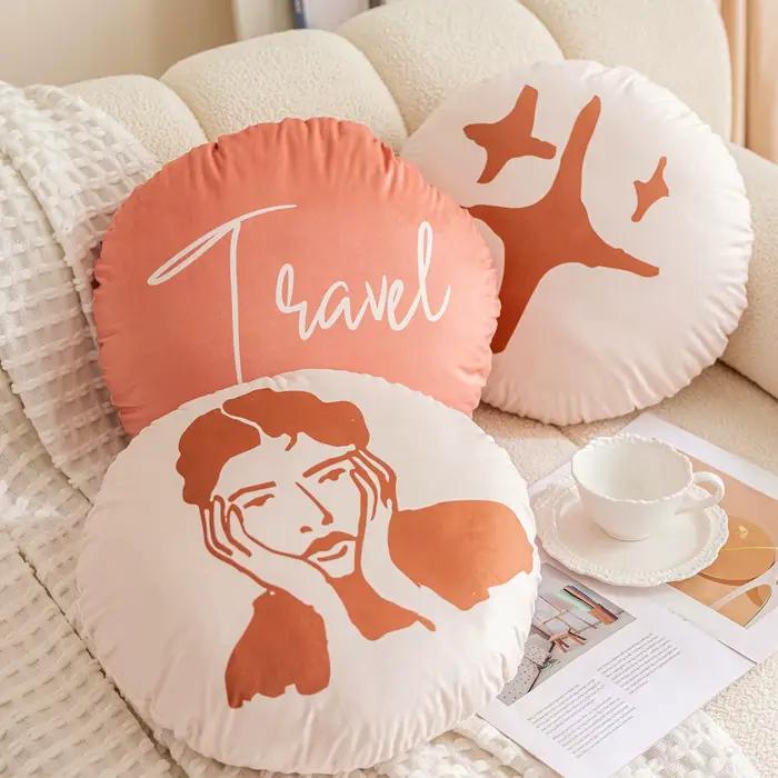 Housse de coussin ronde en velours hollandais