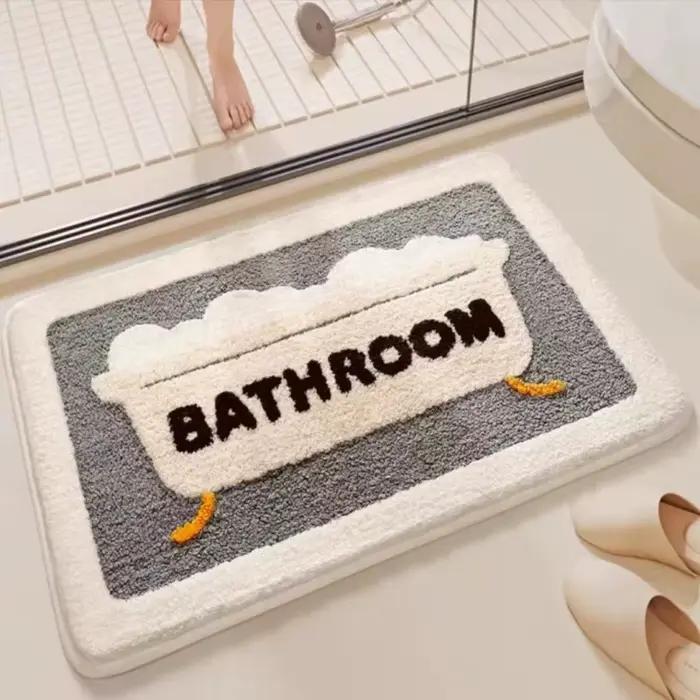 Tapis de bain antidérapant en fausse laine douce