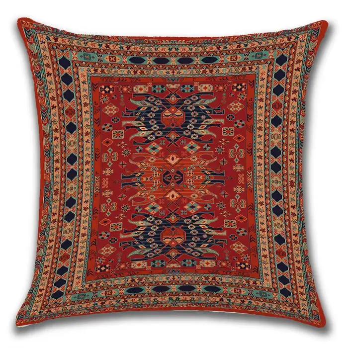 Nouvelle Housse de Coussin Imprimée 2D Effet Peau de Pêche Motif Tapis Persan Ethnique