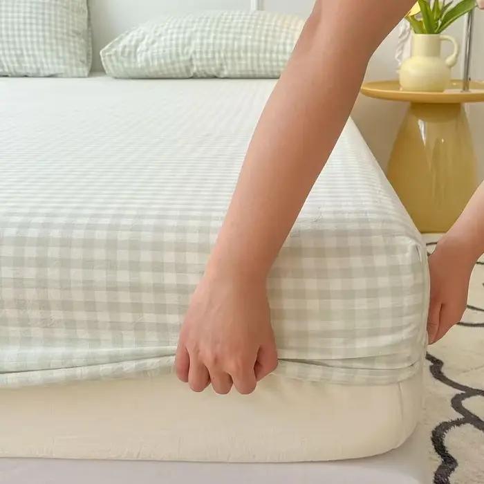 Drap-housse en coton lavé