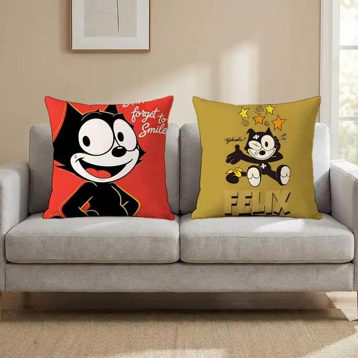 Housse de coussin de dessin animé Felix le chat