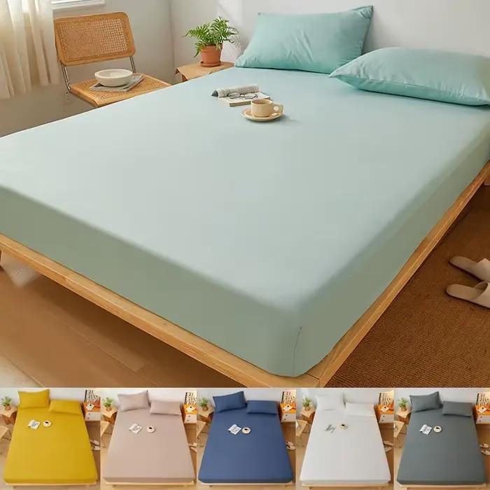 Drap-housse en coton de couleur unie avec bande élastique