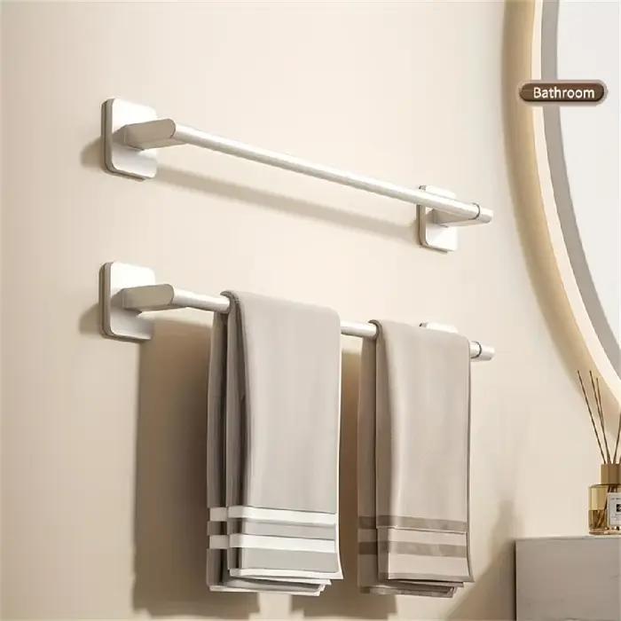 1 barre porte-serviettes murale blanche non perforée pour salle de bain