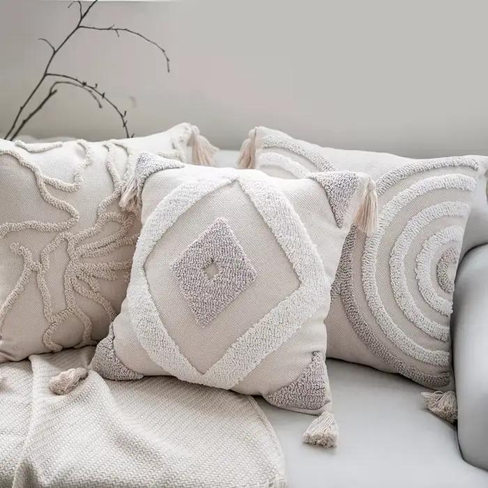 Housse de coussin capitonnée style bohémien