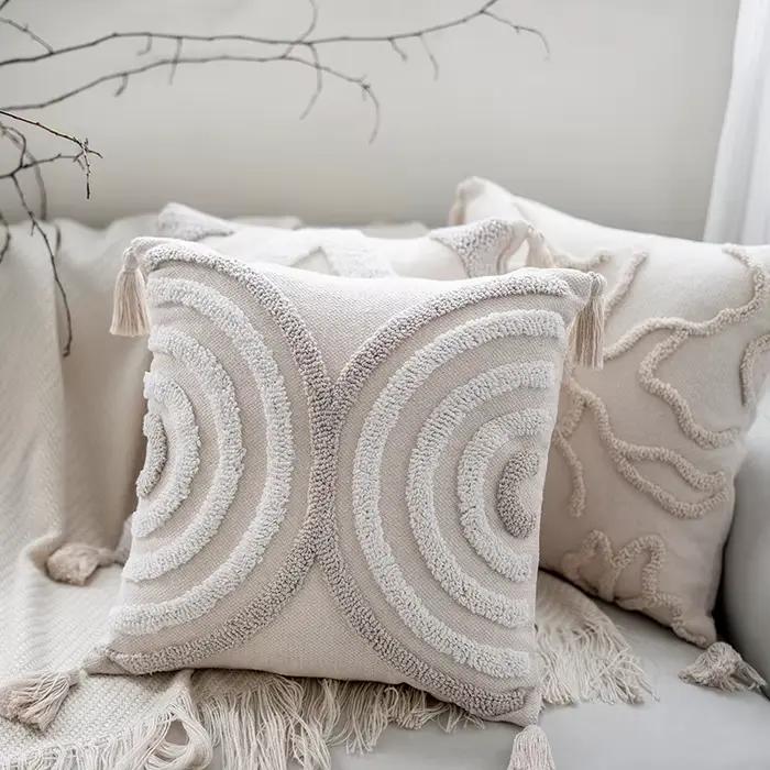 Housse de coussin capitonnée style bohémien