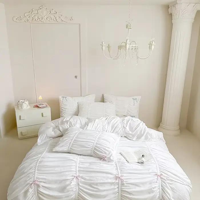 Ensemble de housse de couette blanche plissée à volants