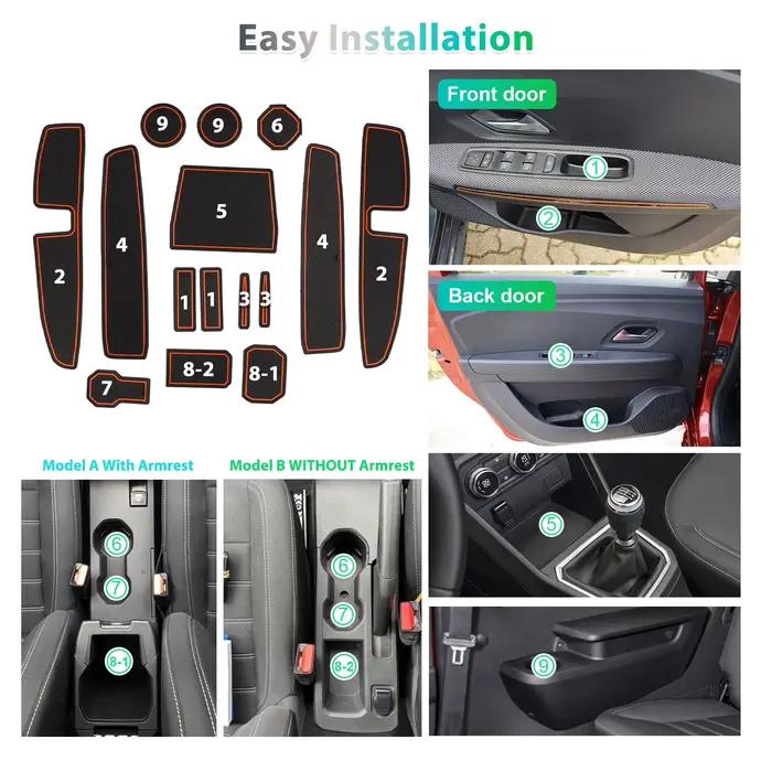 RUIYA pour Dacia Jogger Hybrid 2021 2022 2023 2024 2025 2026 Tapis de porte de voiture antidérapant Tapis de fente Auto Intérieur Dacia Jogger Accessoires 2024