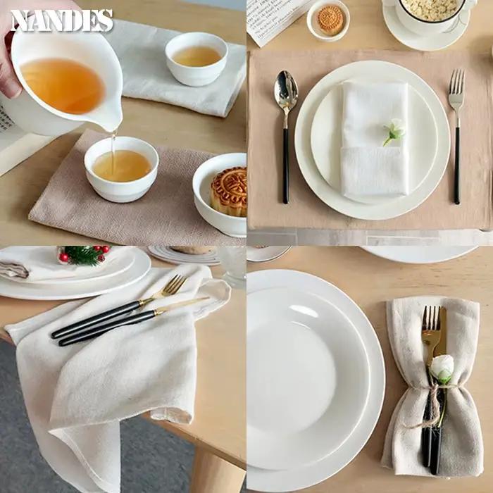 Serviettes carrées en coton et lin
