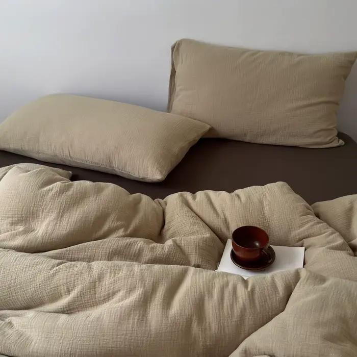 100% coton fil froissé housse de couette ensemble simple/Queen/King taille