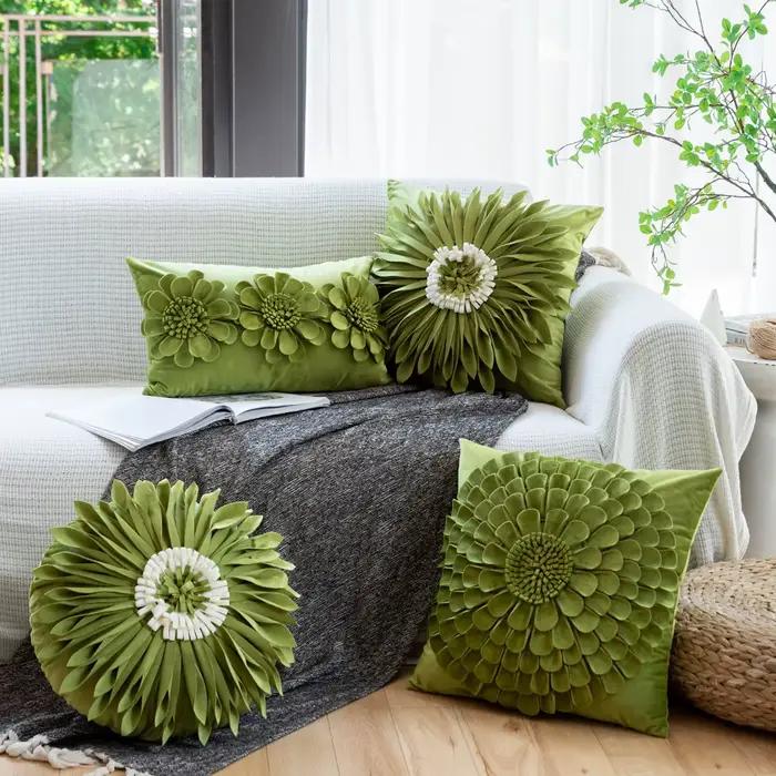 Juste de coussin à fleurs faites à la main pour canapé