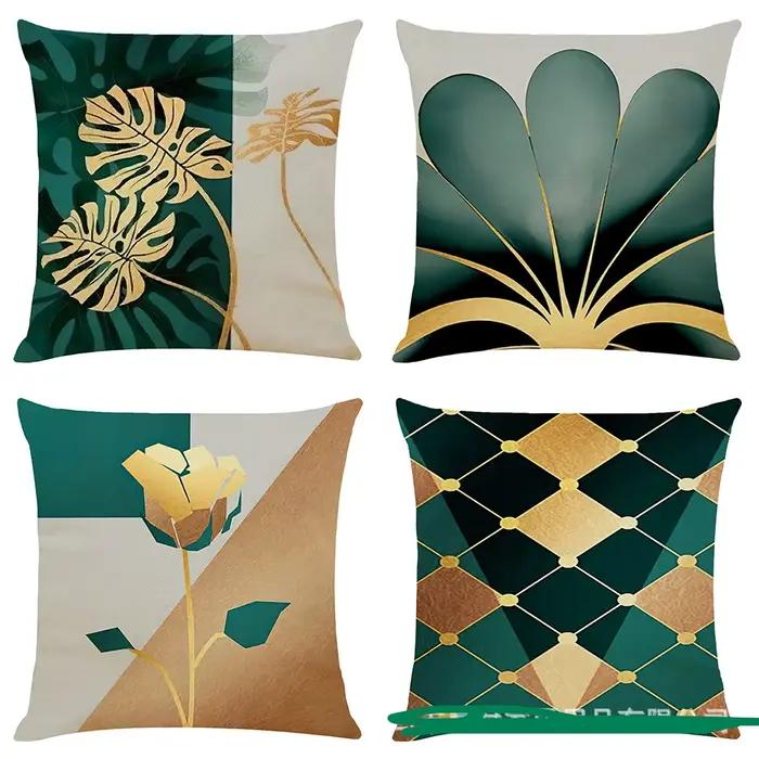 Ins – housse de coussin plante géométrique dorée