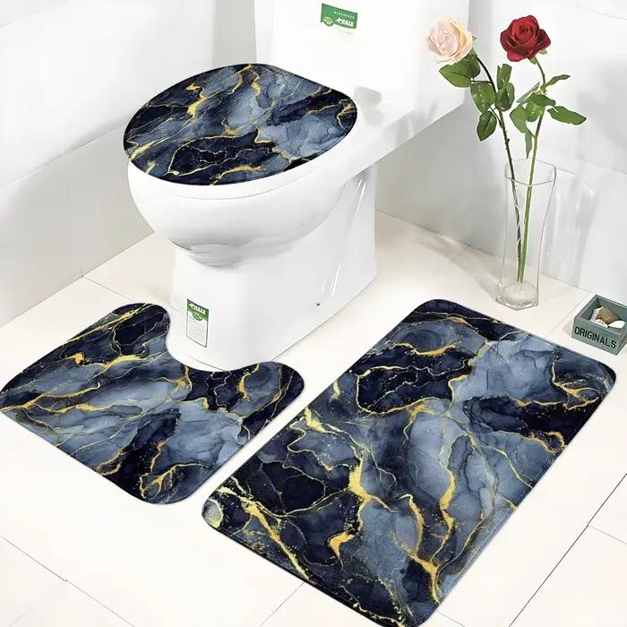 Ensemble de trois pièces de salle de bain en marbre noir et doré
