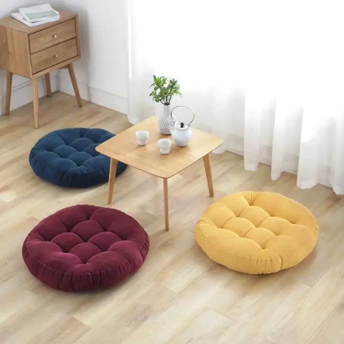 Inyahome Coussins ronds Meditation Grand oreiller de sol pour enfants et adultes Coussin pour sièges au sol Yoga Salon Bureau