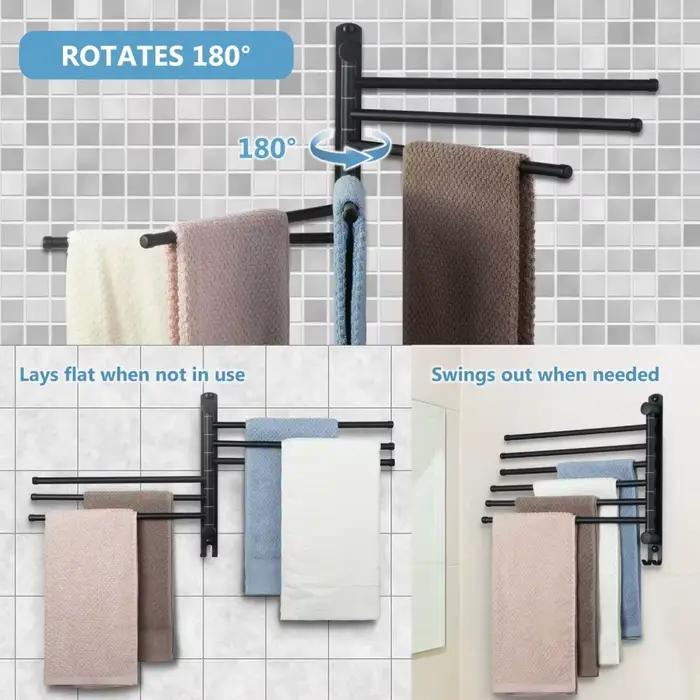 Porte-serviettes noir pivotant mural SUS304