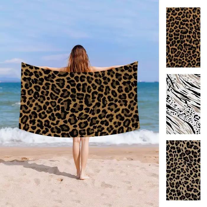 Serviette de plage et de bain à imprimé léopard