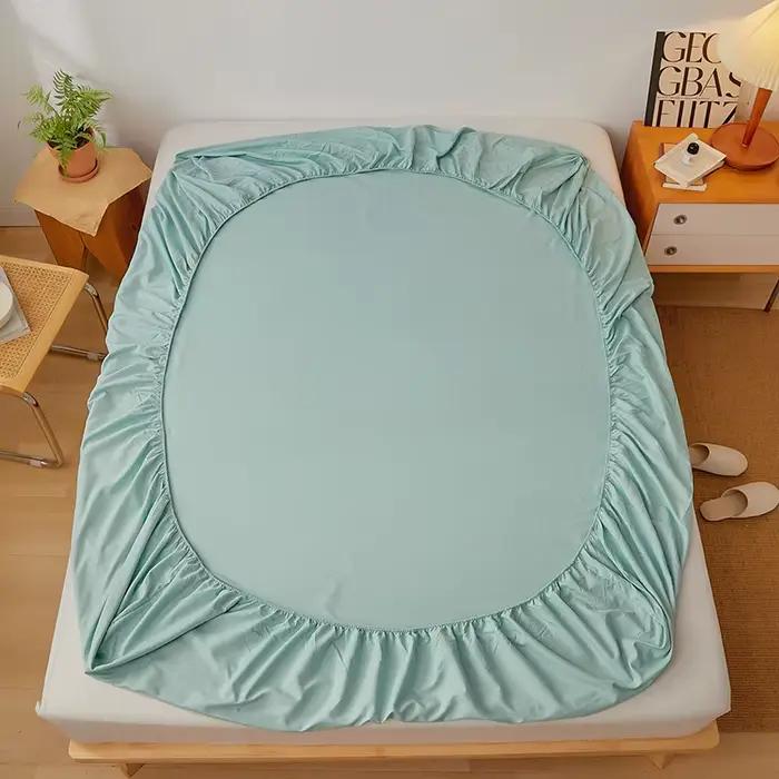 Drap-housse en coton de couleur unie avec bande élastique
