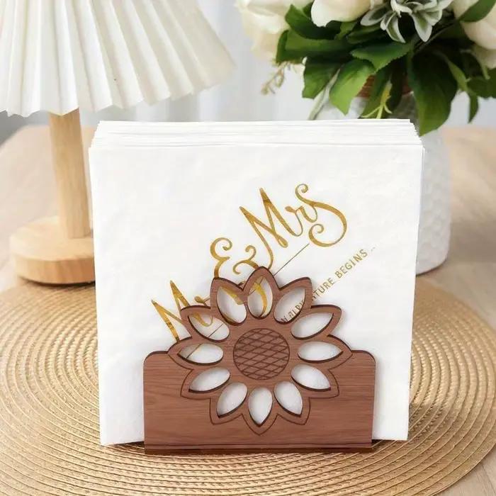 Porte-serviettes en bois style tournesol
