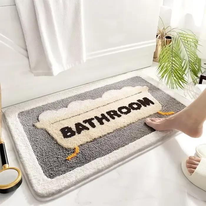 Tapis de bain antidérapant en fausse laine douce