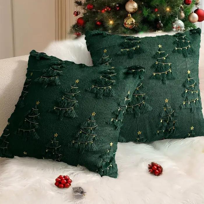 Housse de coussin décorative en peluche de noël