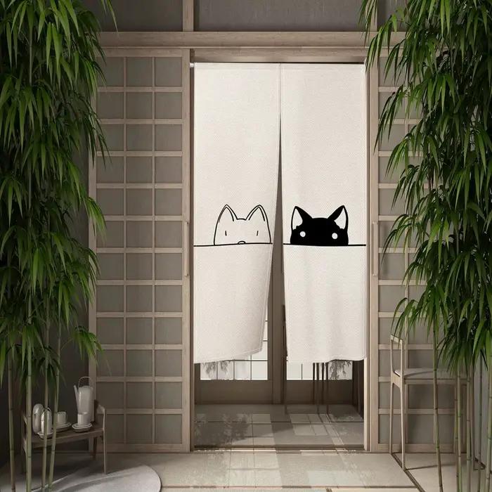 Le rideau de porte de style japonais Cartoon Cat convient aux cuisines