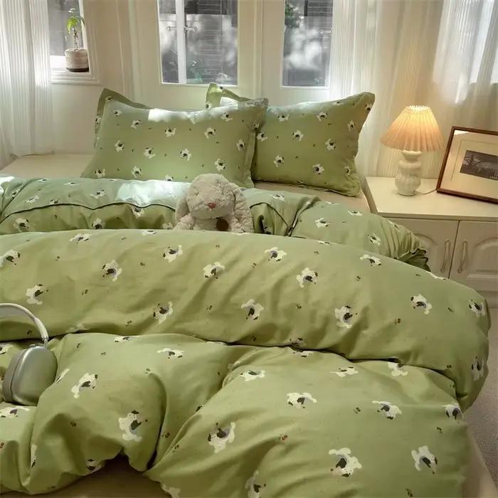 Ensemble de housse de couette à fleurs Ins avec fermeture éclair