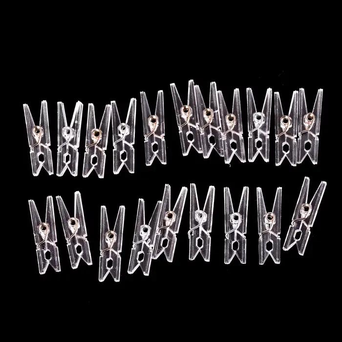 Petites pinces à linge pour photo, pinces à papier, décoration artisanale, mini taille, clips en plastique, 25m, 20 pièces