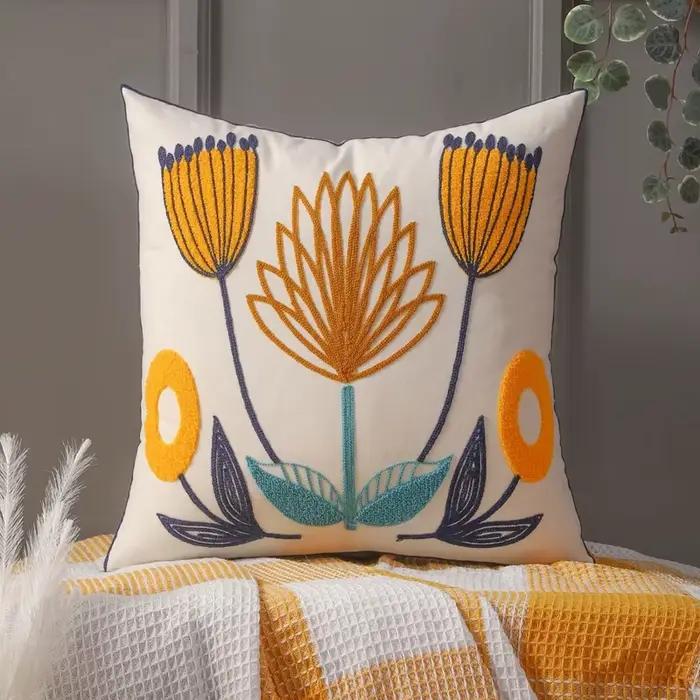 VIKAMA Housse de coussin florale nordique