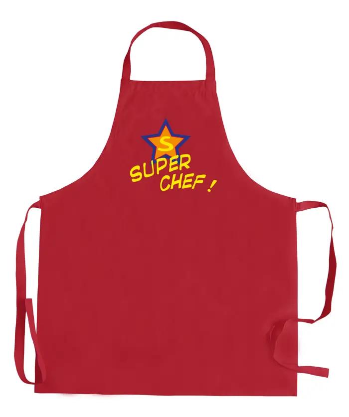 Tablier de cuisine adulte sans poche Super Chef recycl Rouge 72 x 90