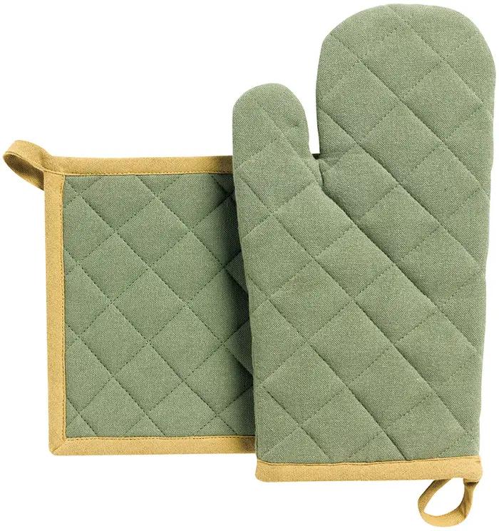 Lot gant de cuisine/manique recycl Grace Matcha 18 x 32