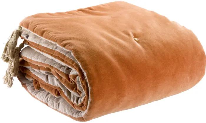 Edredon pompons Elise Rouille 80 x 180