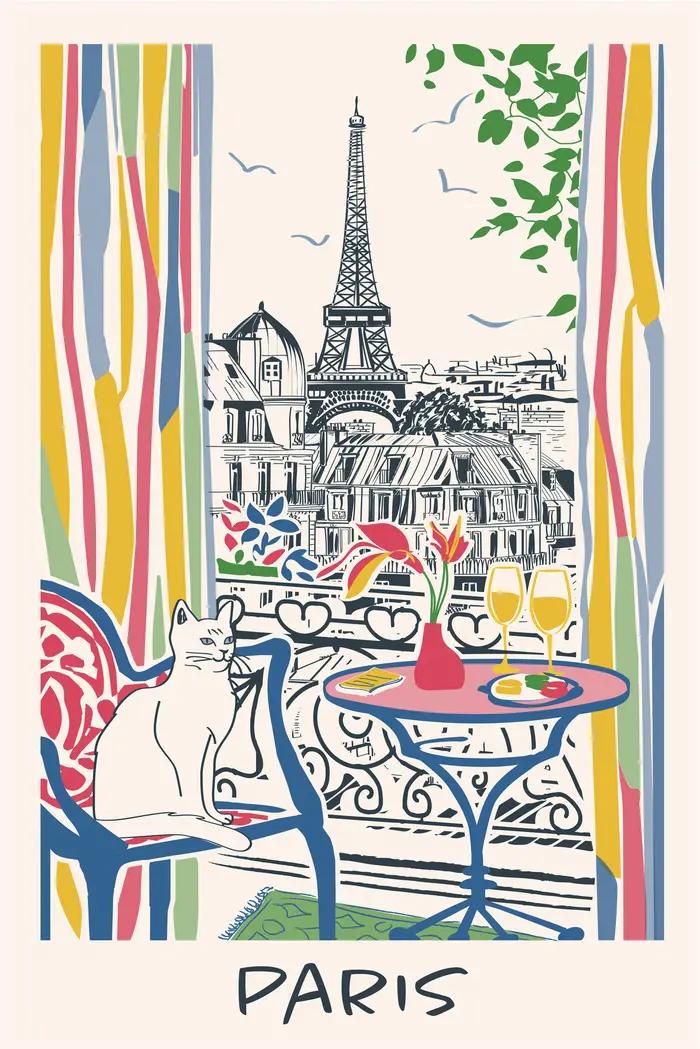 Torchon Fentre sur Paris Ecru 48 x 72