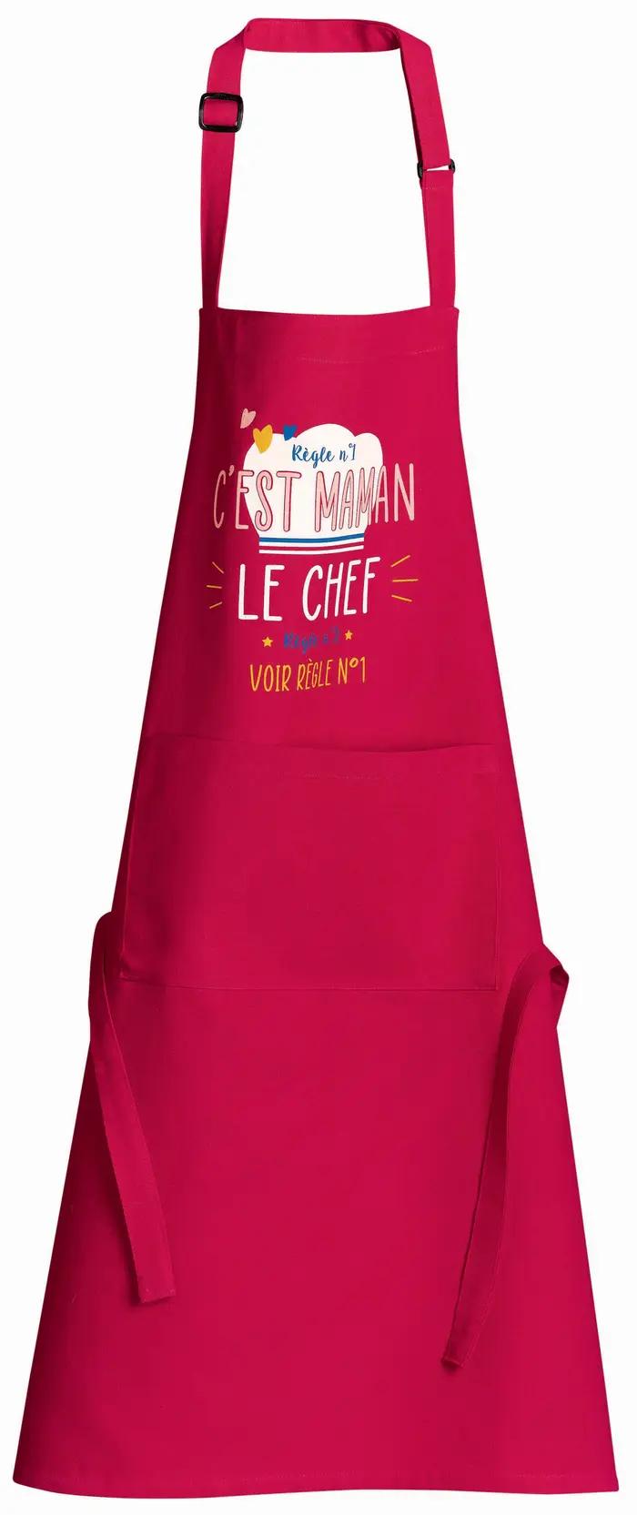Tablier de cuisine Chef maman recycl Rose 72 x 90