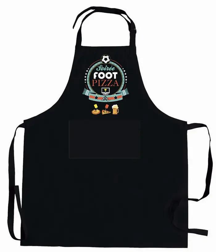 Tablier de cuisne Soire Foot Pizza recycl Noir 72 x 90
