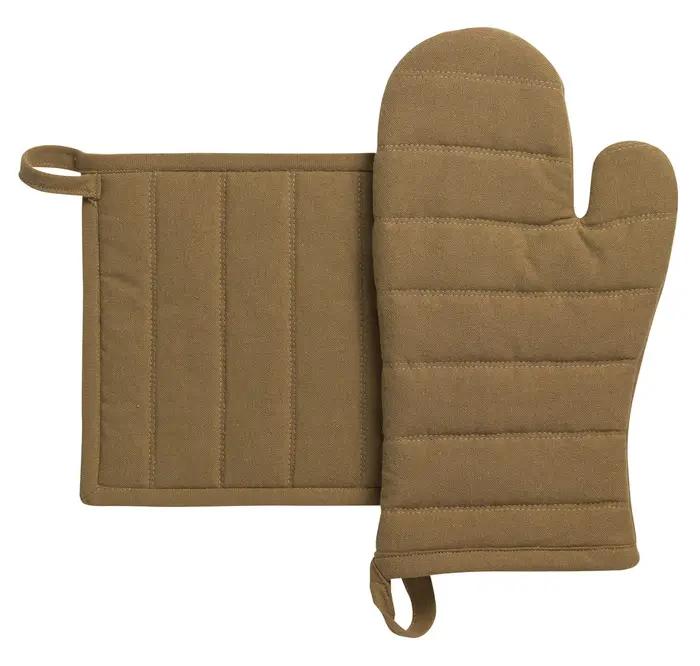 Lot gant de cuisine et manique recycl Jona Tabac 15 x 30