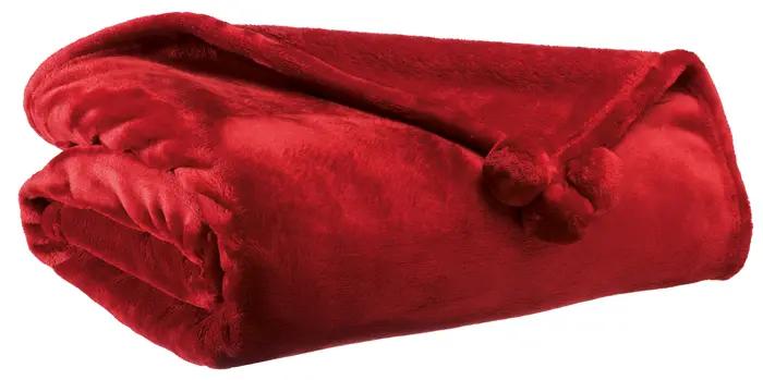 Plaid Tender pompons Rubis 130 x 170