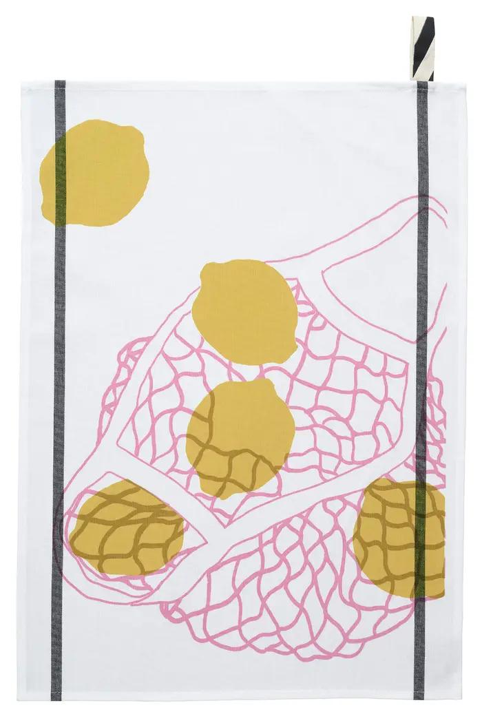 Torchon filet Citron Jaune Blanc 50 x 70