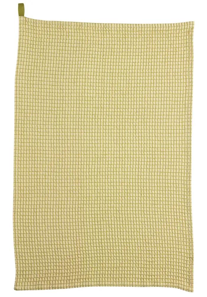 Torchon nid d'abeilles bicolore Mumba Bergamote naturel 50 x 70