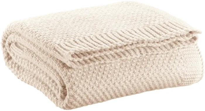 Plaid tricot recycl Danilo Ivoire 130 x 160