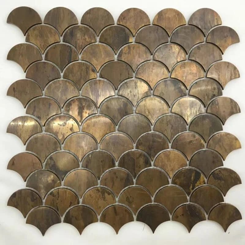 12 pièces/lot, carrelage mosaïque en cuivre en forme de coquille Vintage pour dosseret de cuisine, c