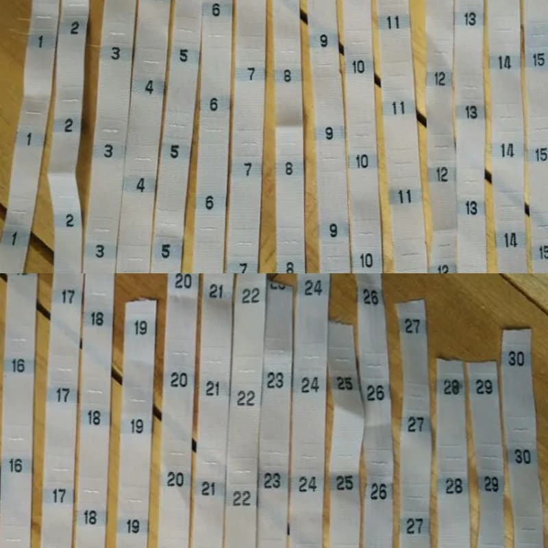 Étiquettes de taille en tissu tissé numéro, 50 pièces, 1 2 3 4 5 6 7 8 9 10 12 ----   38 40 42 44 46