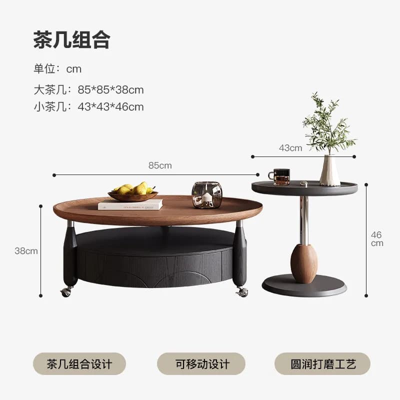 Table basse ronde en bois, style nordique, pour couloir, hôtel, salon, canapés vintage, meubles du m