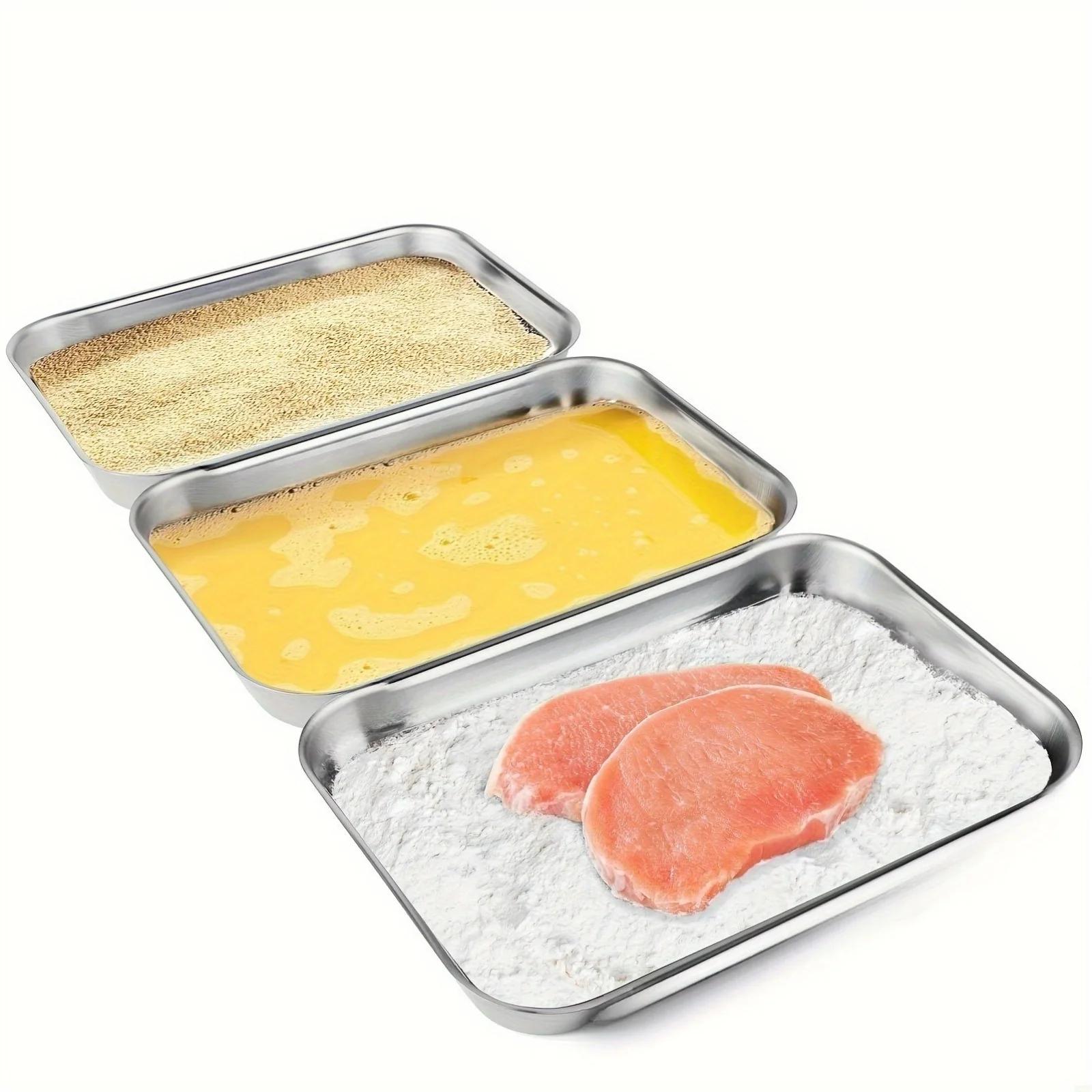 3 contenants alimentaires en acier inoxydable - Étanches et empilables avec couvercles transparents 