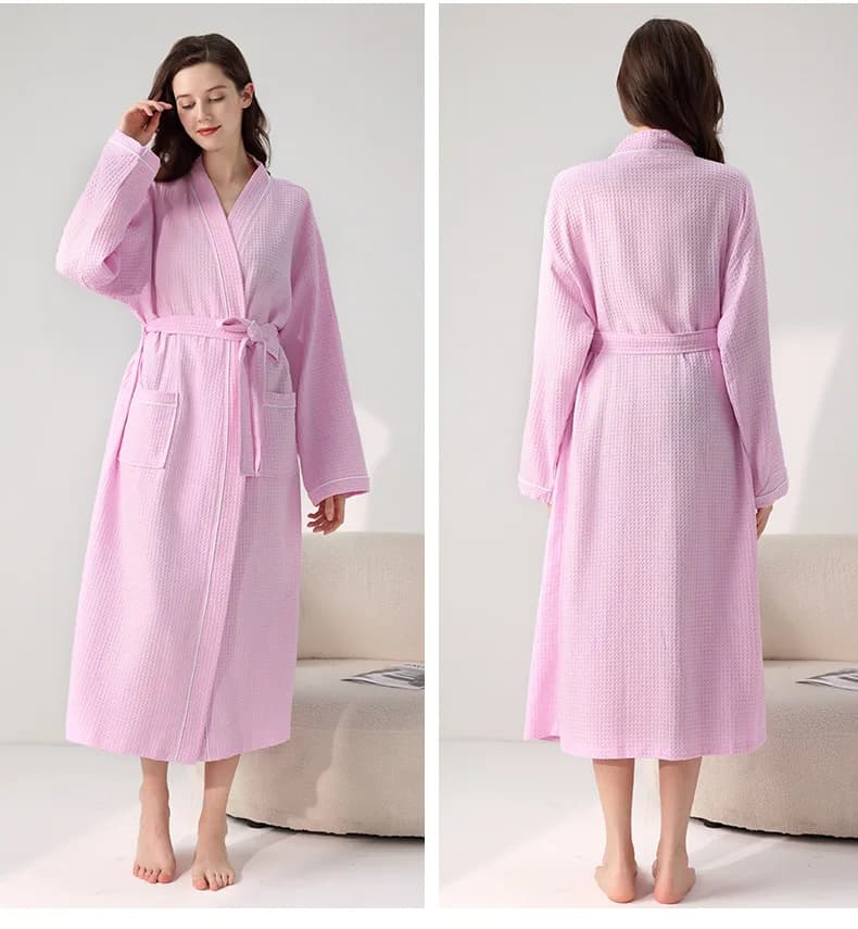 Peignoir d'hôtel en coton de haute qualité, couleurs unies, manches longues, pour hommes et femmes, 